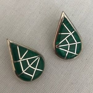 Sterling Silver Malachite Inlay Studs